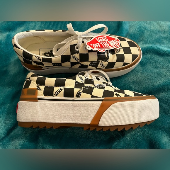 Like New Vans Stacked Checkerboard Women’s 6.5 - Picture 9 of 10